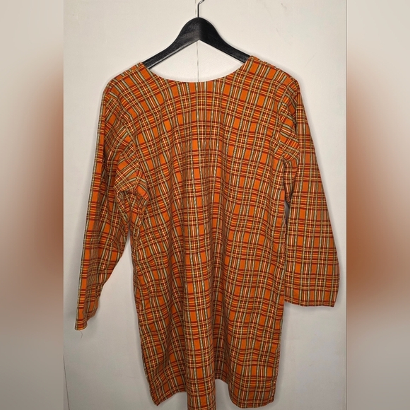 Vintage Handmade Orange Plaid Tunic/Top Lg - Picture 6 of 9